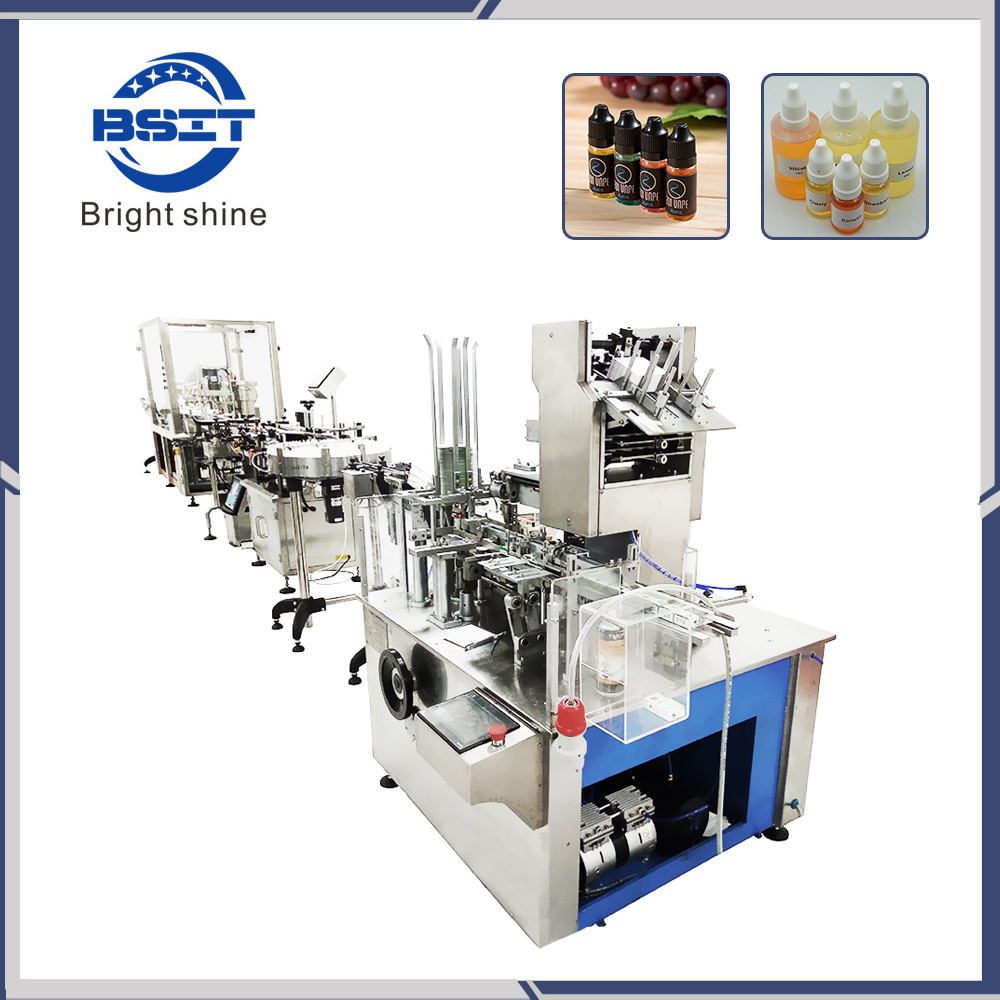 Automatic E Cigarette Liquid Oil Filling Plugging Capping Packing Machine