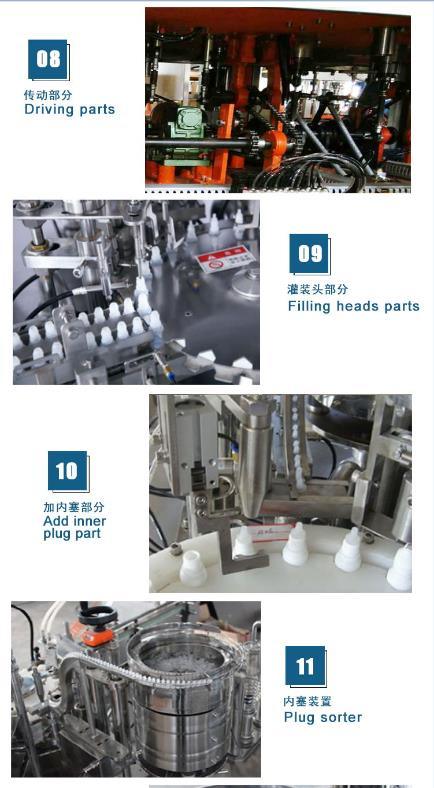 Middle Speed Bottle E-Cig Filling Plugging Capping Machine (80-100PCS /Min)