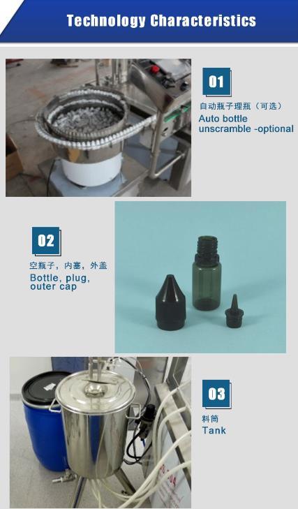 Automatic 10ml E Liquid Bottling Filling Capping Machine