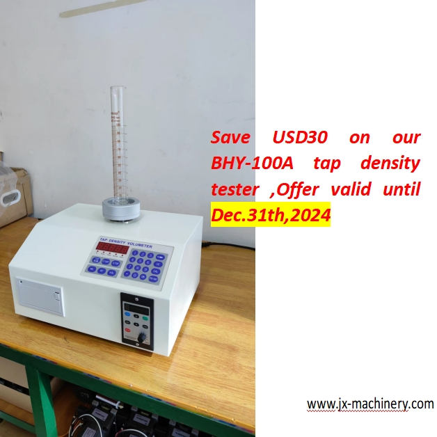 Tap density tester (BHY-100-A) with one workstation can save USD30 if order it before Dec. 31th,2024