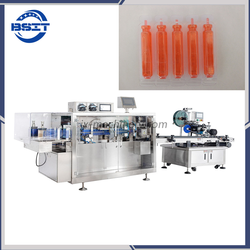 Pesticide Liquid 10ml Automatic PLC Touch Screen Plastic Ampoule Liquid Filling Sealing Machine with SS316 Steel 