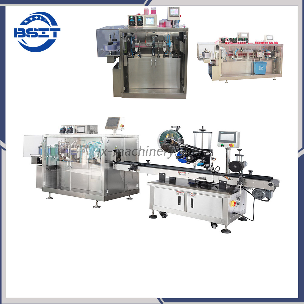 Pesticide Liquid 10ml Automatic PLC Touch Screen Plastic Ampoule Liquid Filling Sealing Machine with SS316 Steel 